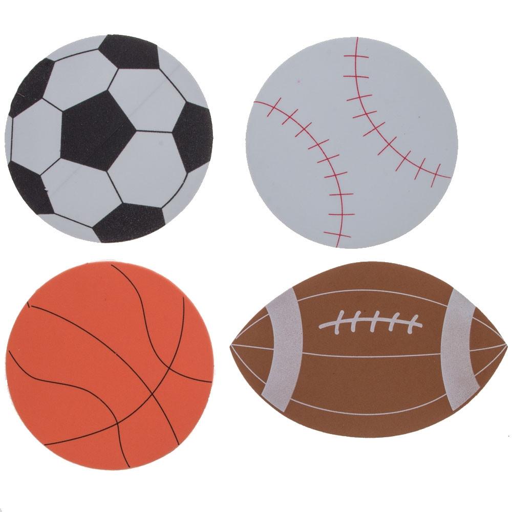 12 Foam Football, Baseball, Basketball, Soccer Ball Cutouts Diy Craft Shapes