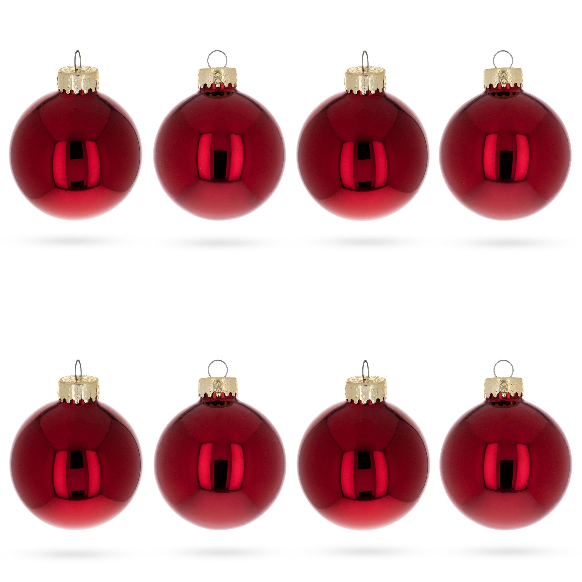 Set Of 8 Shiny Red Glass Christmas Ball Ornament Diy Craft 2.6 Inches