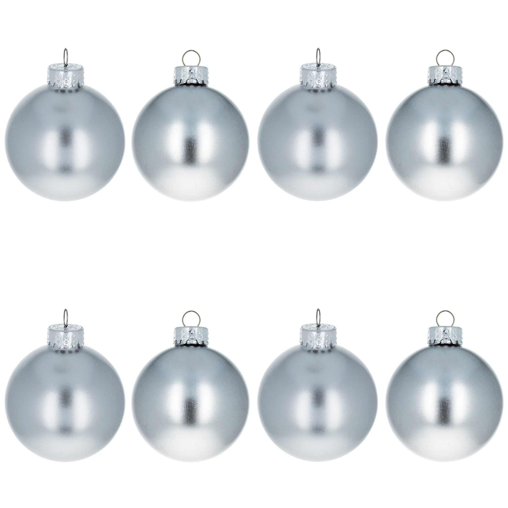 Set Of 8 Shiny Silver Glass Christmas Ball Ornament Diy Craft 2.6 Inches