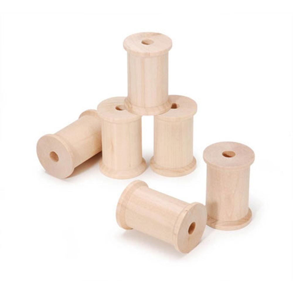 Set Of 6 Blank Unfinished Wooden Spools 2.25 Inches