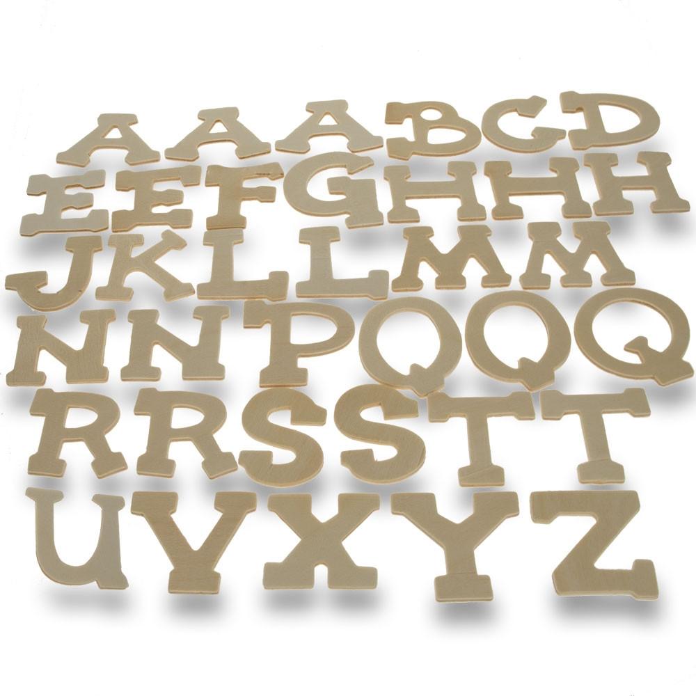 Set Of 36 Miniature Unfinished Unpainted Wooden Blank Alphabet Letters 1.75 Inches