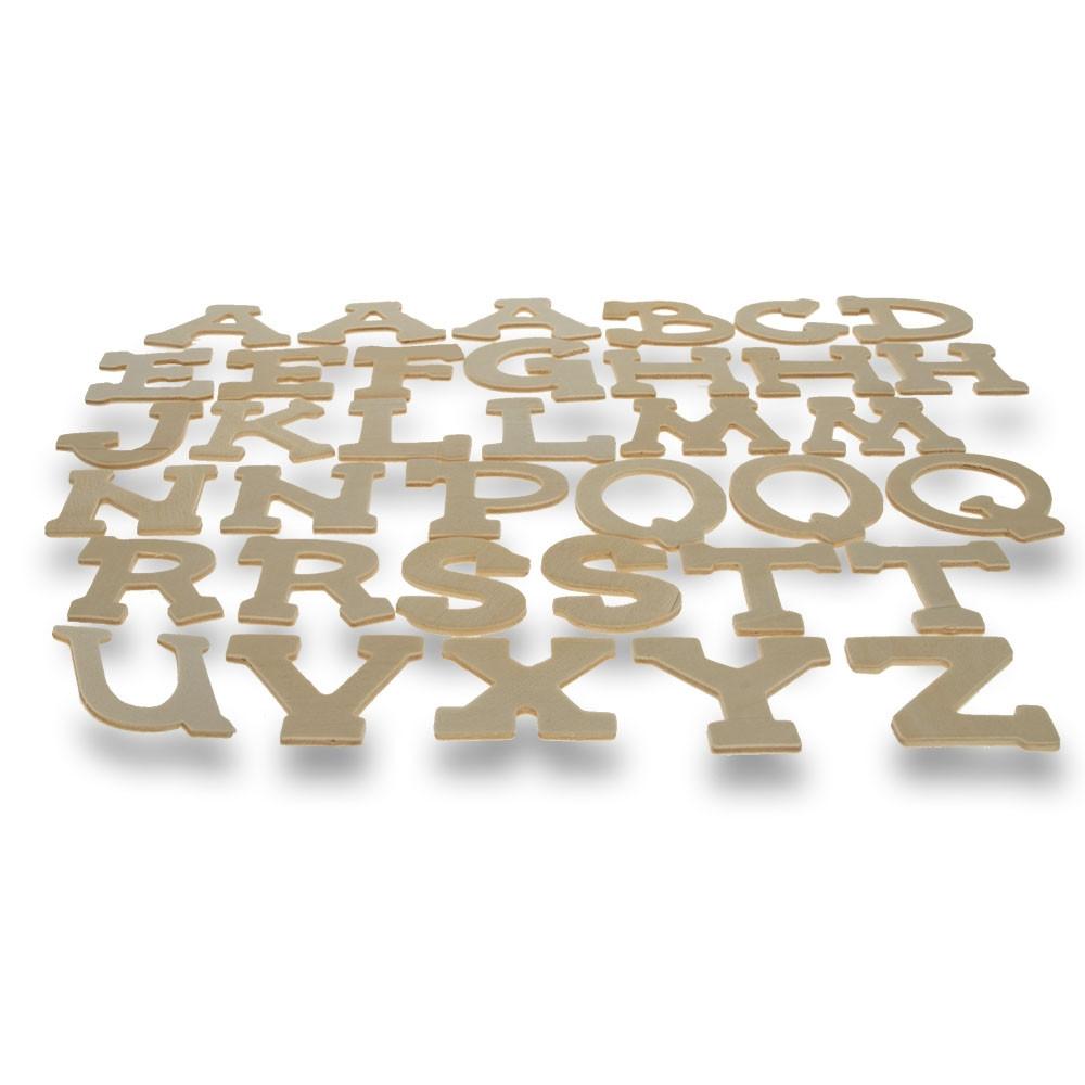 Set Of 36 Miniature Unfinished Unpainted Wooden Blank Alphabet Letters 1.75 Inches