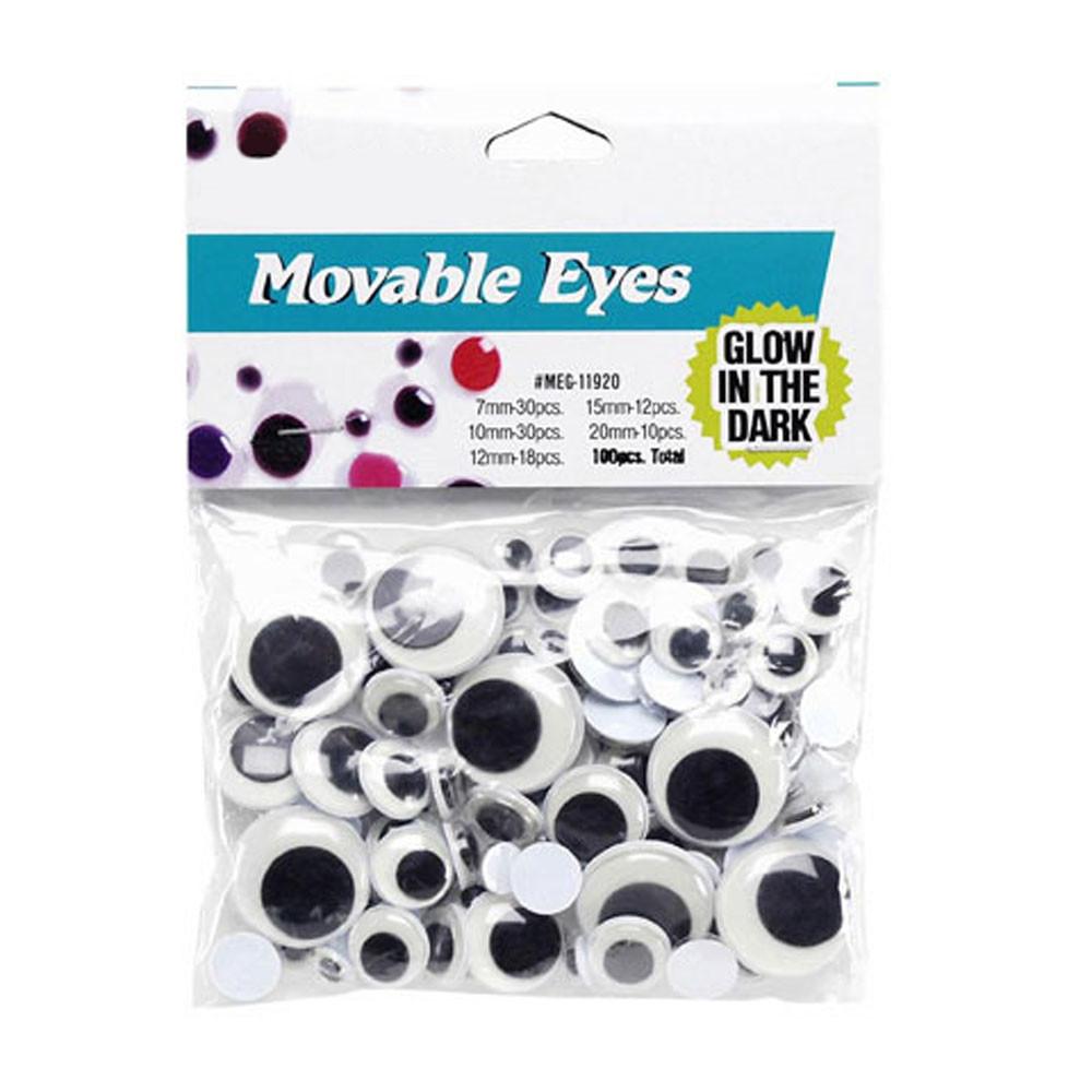 Set Of 100 Glow In The Dark Self Adhesive Eyes