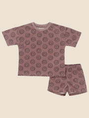 Emoji/smiley Face Short Sleeve Baby Lounge Set
