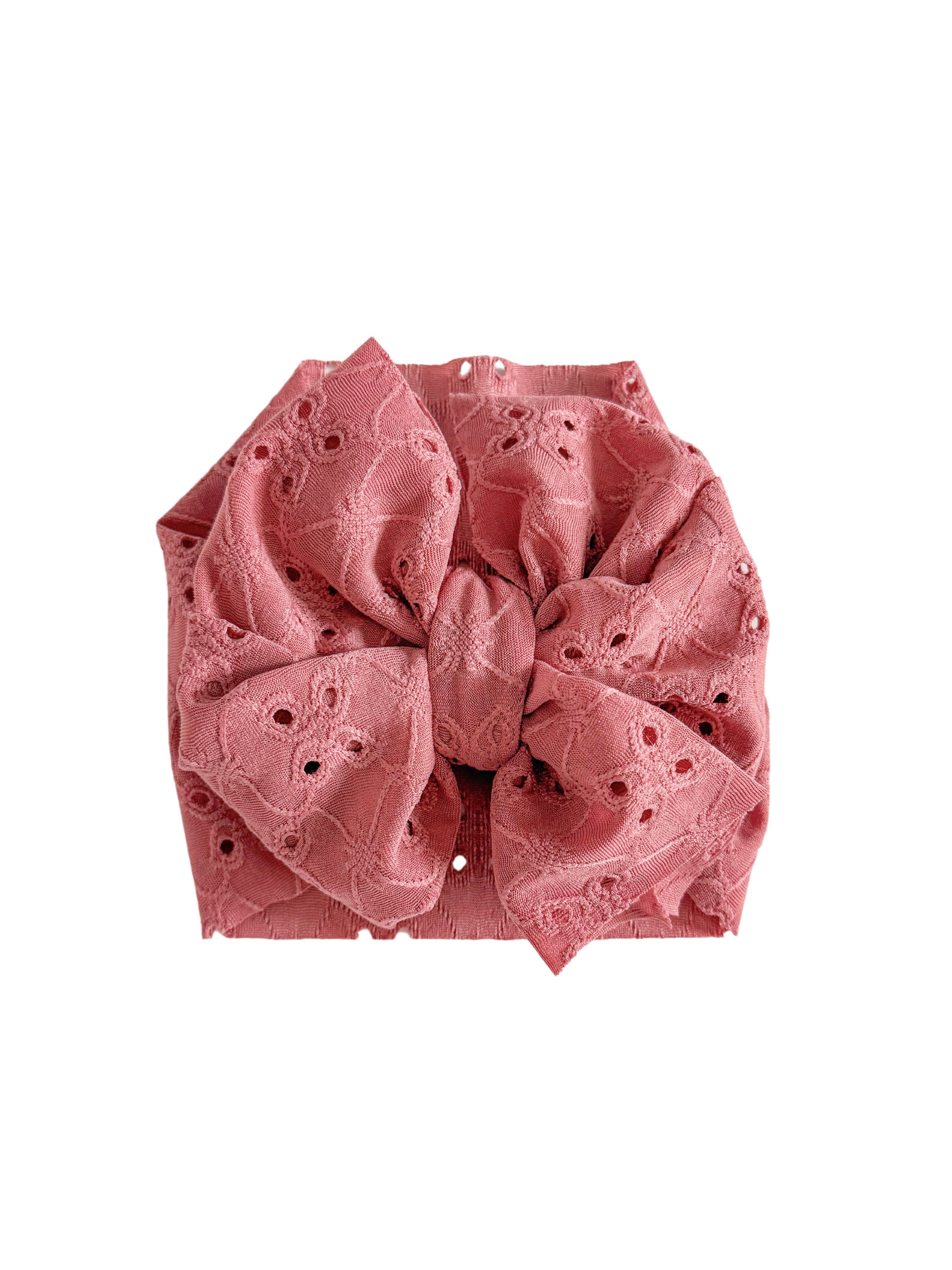 Eyelet Headwrap Bow- Mauve