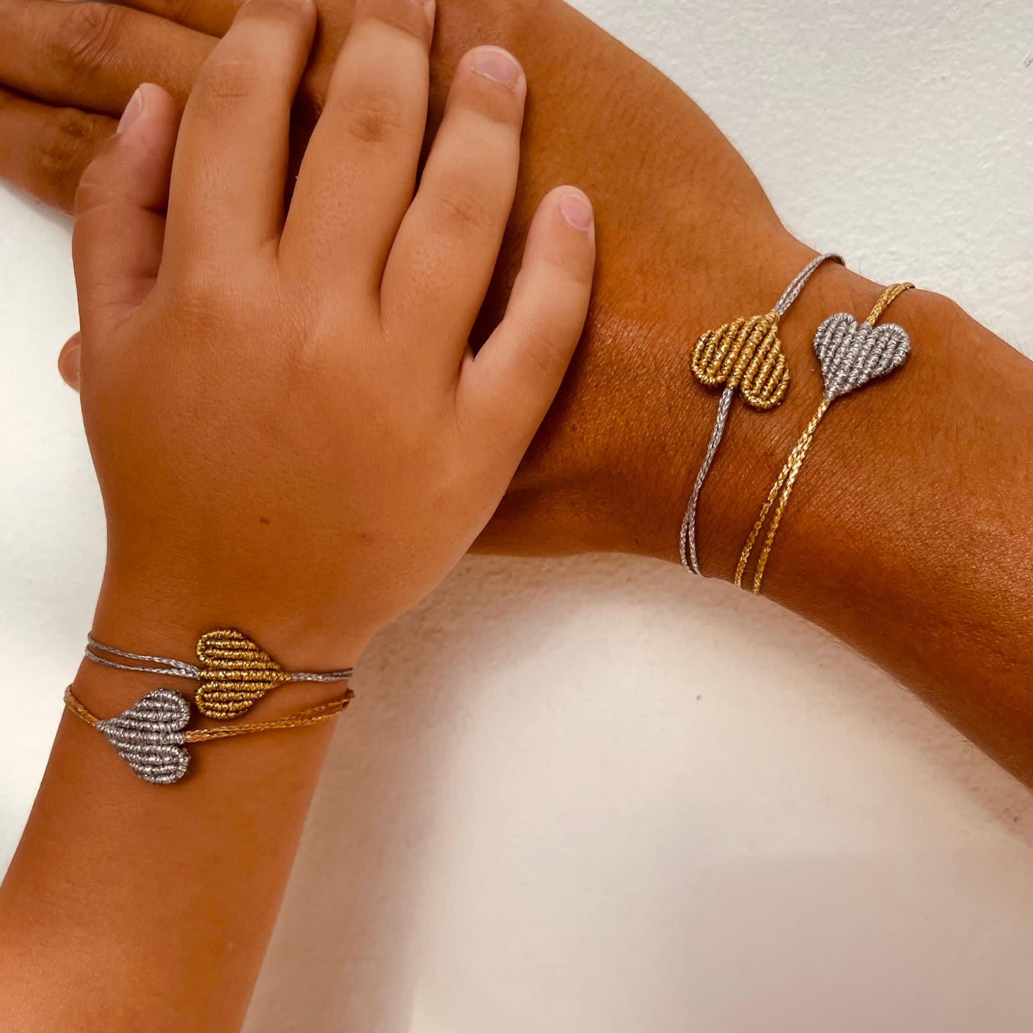 Metallic Heart Bracelet Set