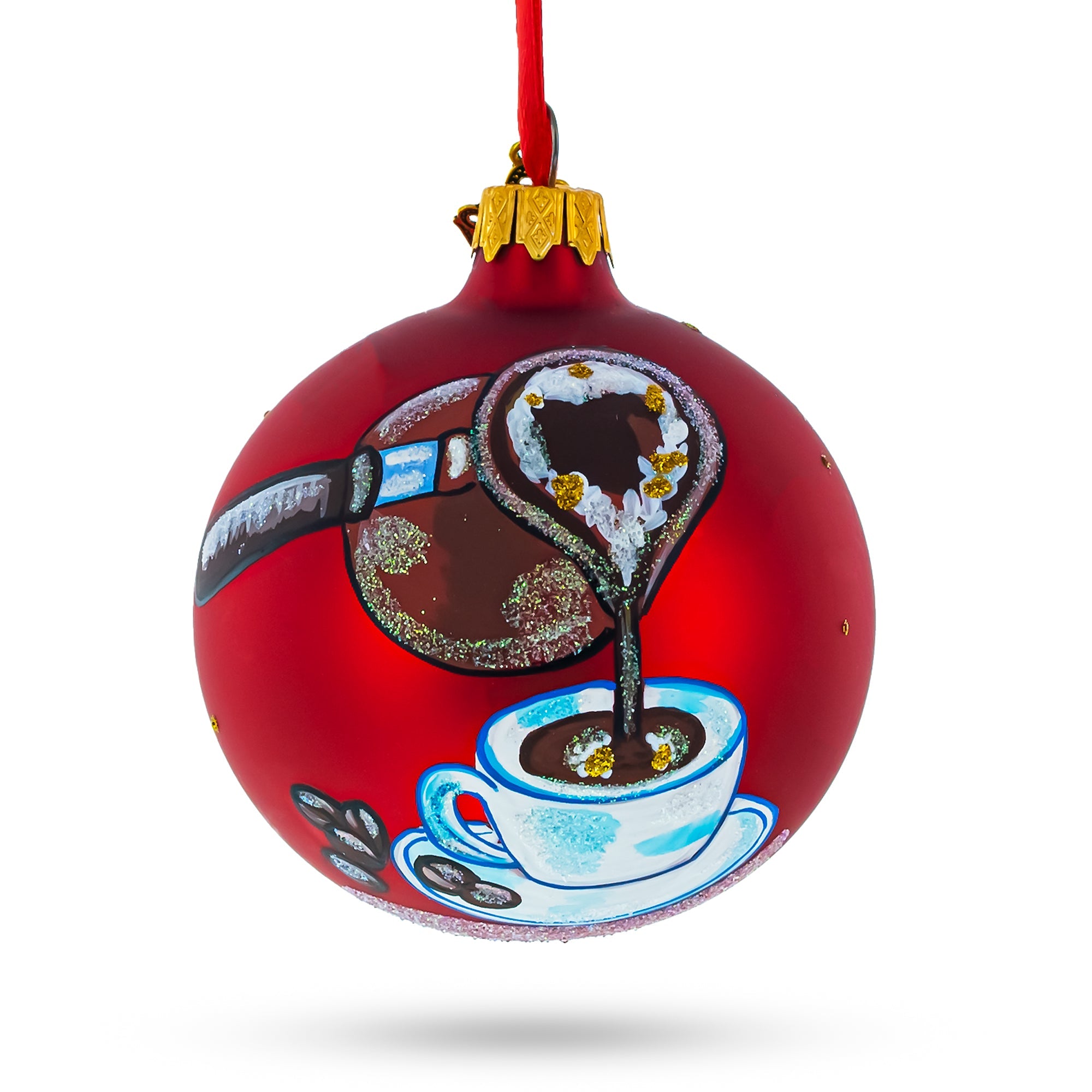 Java Enthusiast: Coffee Lover Blown Glass Ball Christmas Ornament 3.25 Inches