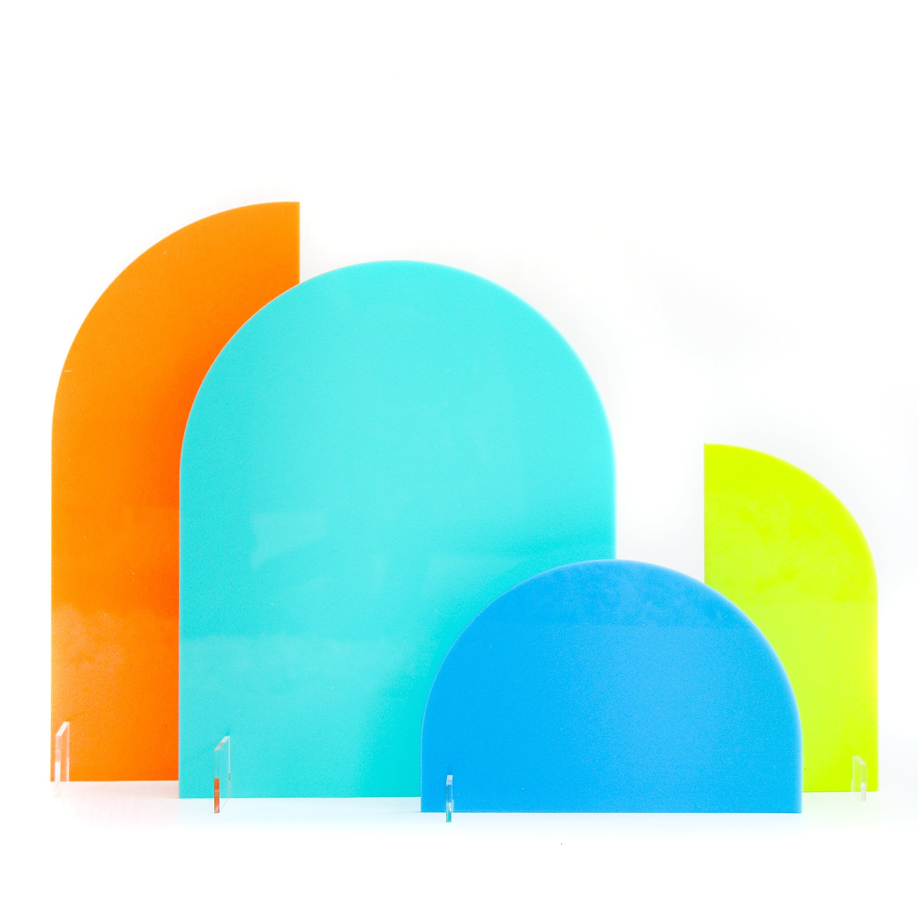Turquoise, Orange, And Lime Acrylic Party Decor Stands