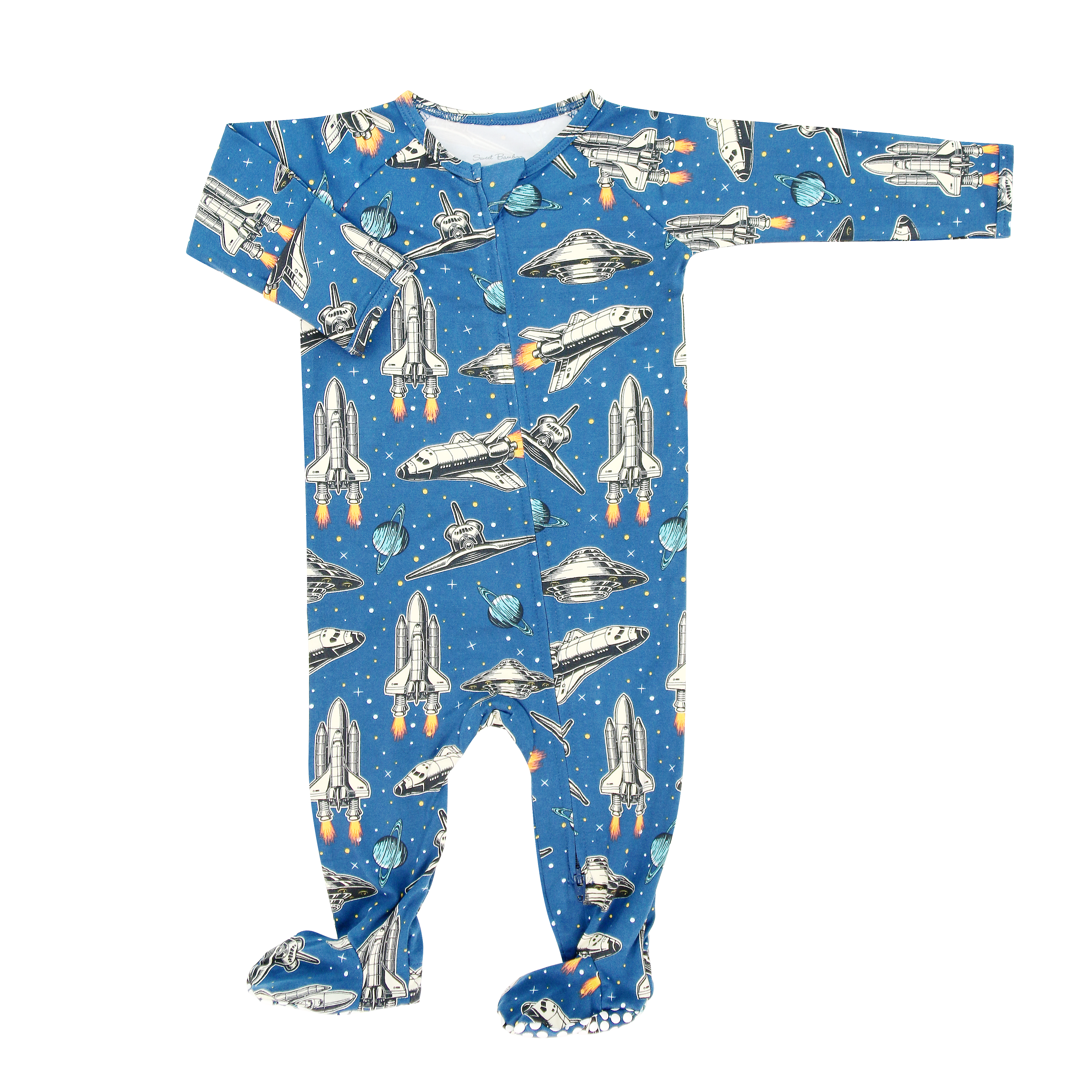 Deep In Orbit Zipper Footie