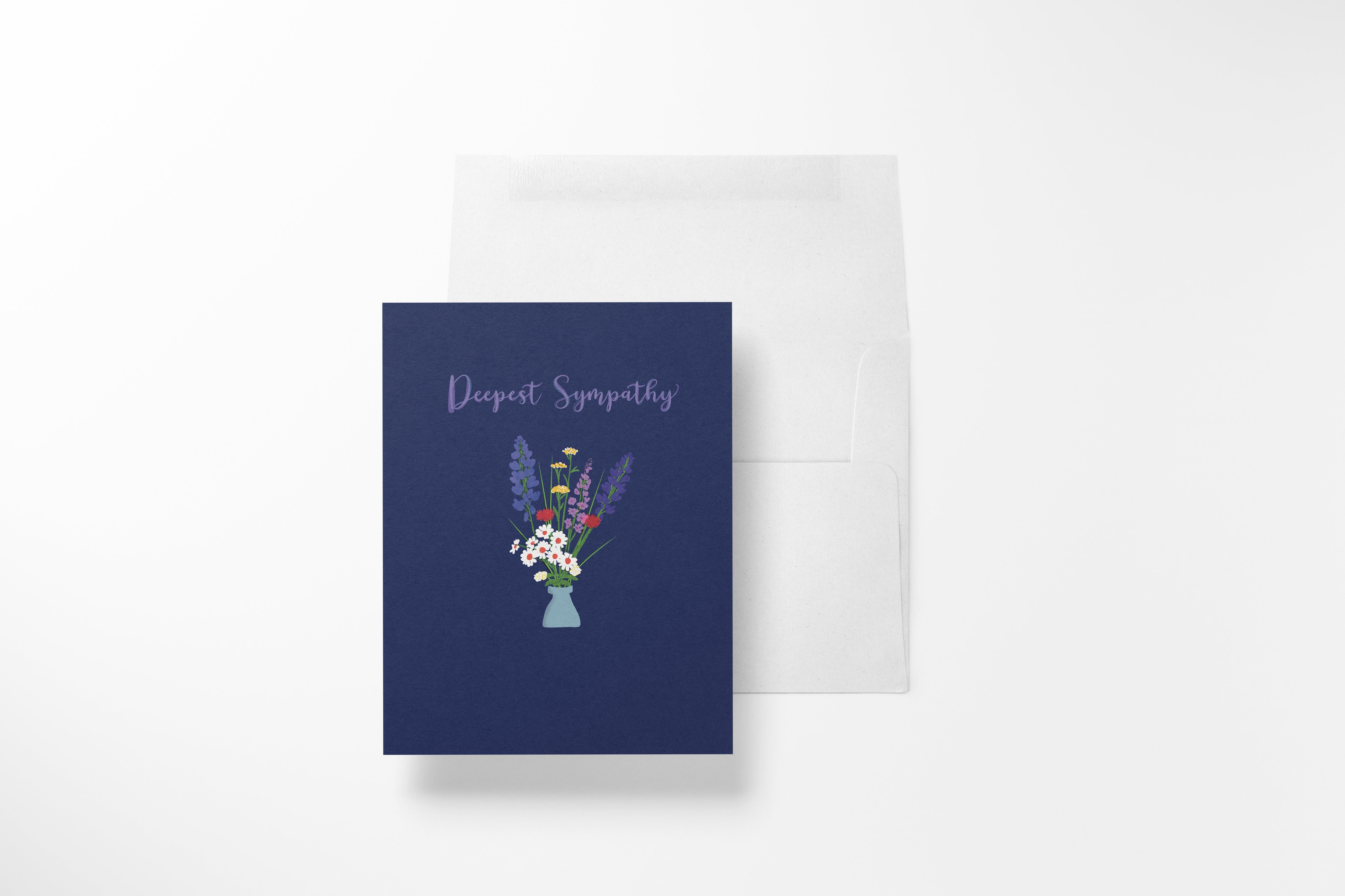 Deepest Sympathy Wildflower Vase Greeting Card