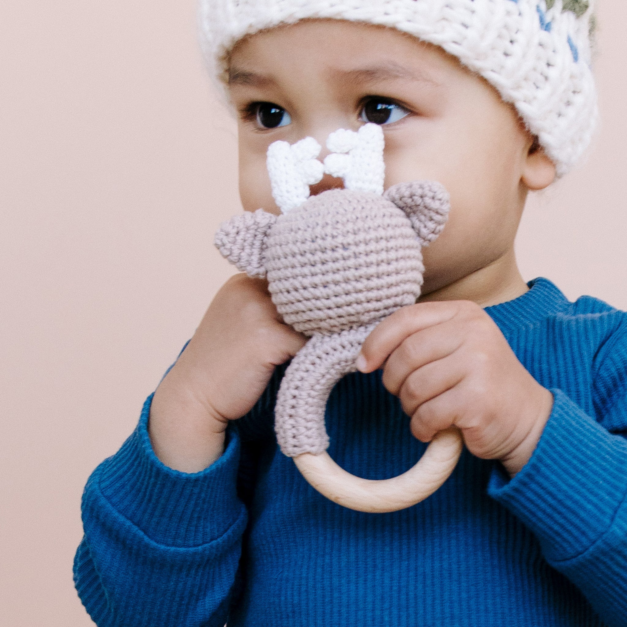 Cotton Crochet Rattle Teether, Deer