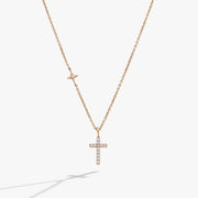Cross Delicate Pave Crystal Pendant Necklace