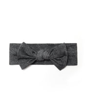 Washed Black Denim Print Headband Bow