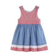 Denim Look And Red Gingham A-line Dress