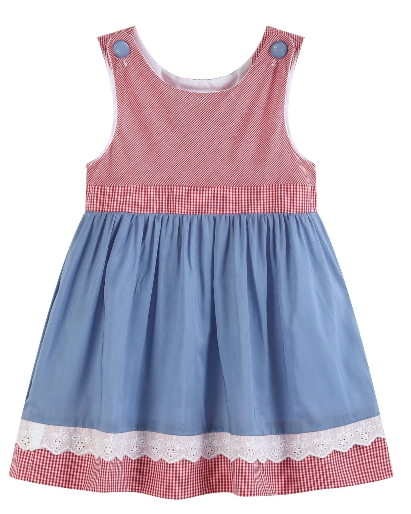 Denim Look And Red Gingham A-line Dress