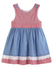 Denim Look And Red Gingham A-line Dress
