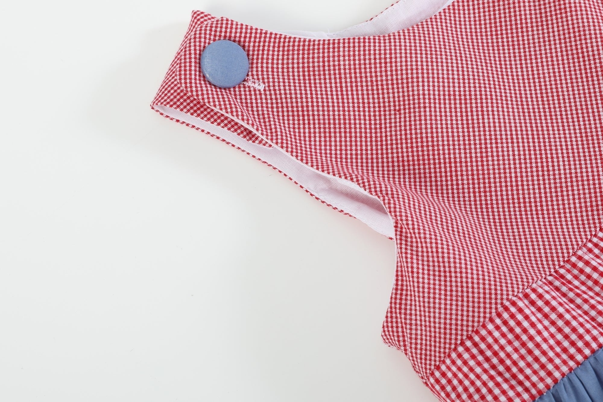 Denim Look And Red Gingham A-line Dress