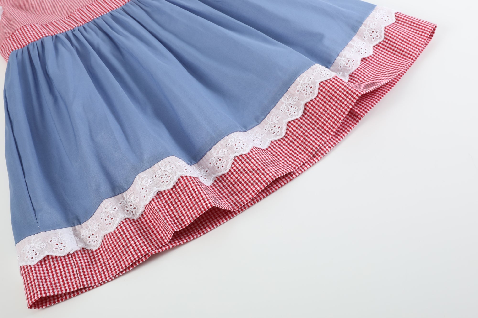 Denim Look And Red Gingham A-line Dress