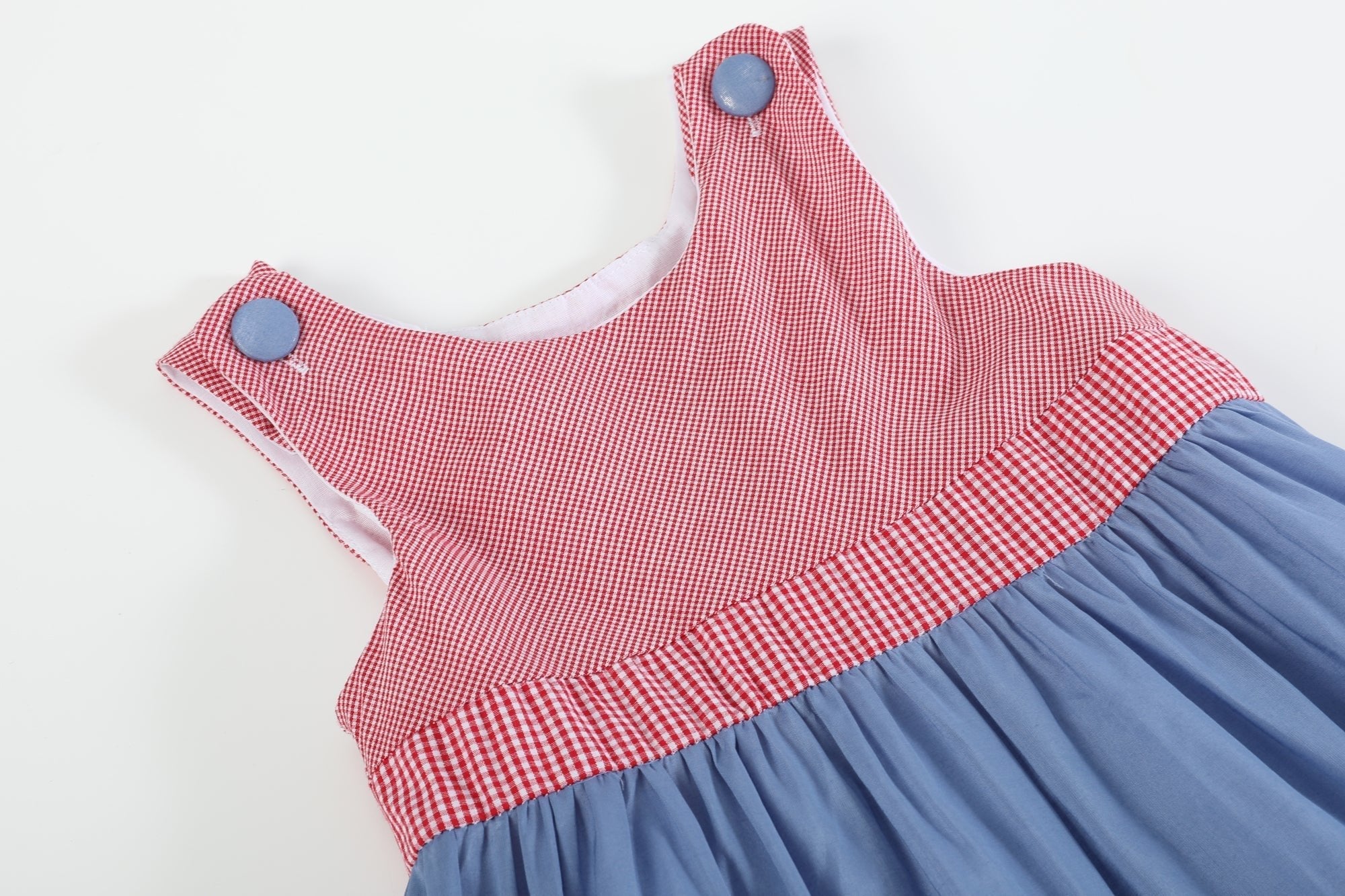 Denim Look And Red Gingham A-line Dress