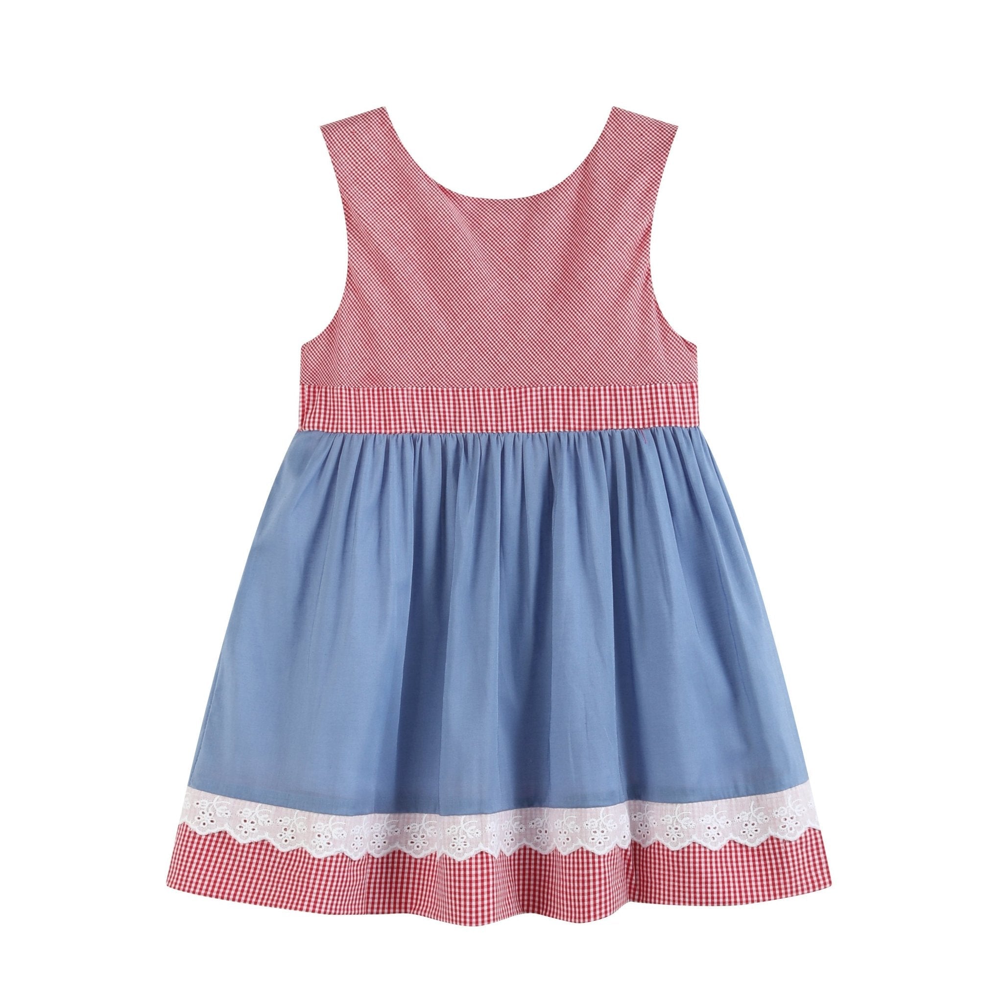 Denim Look And Red Gingham A-line Dress