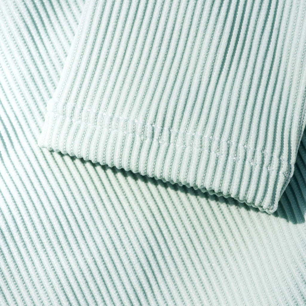 Ribbed Long-sleeve Rash Guard Swimsuit With Shorts · Mint Color