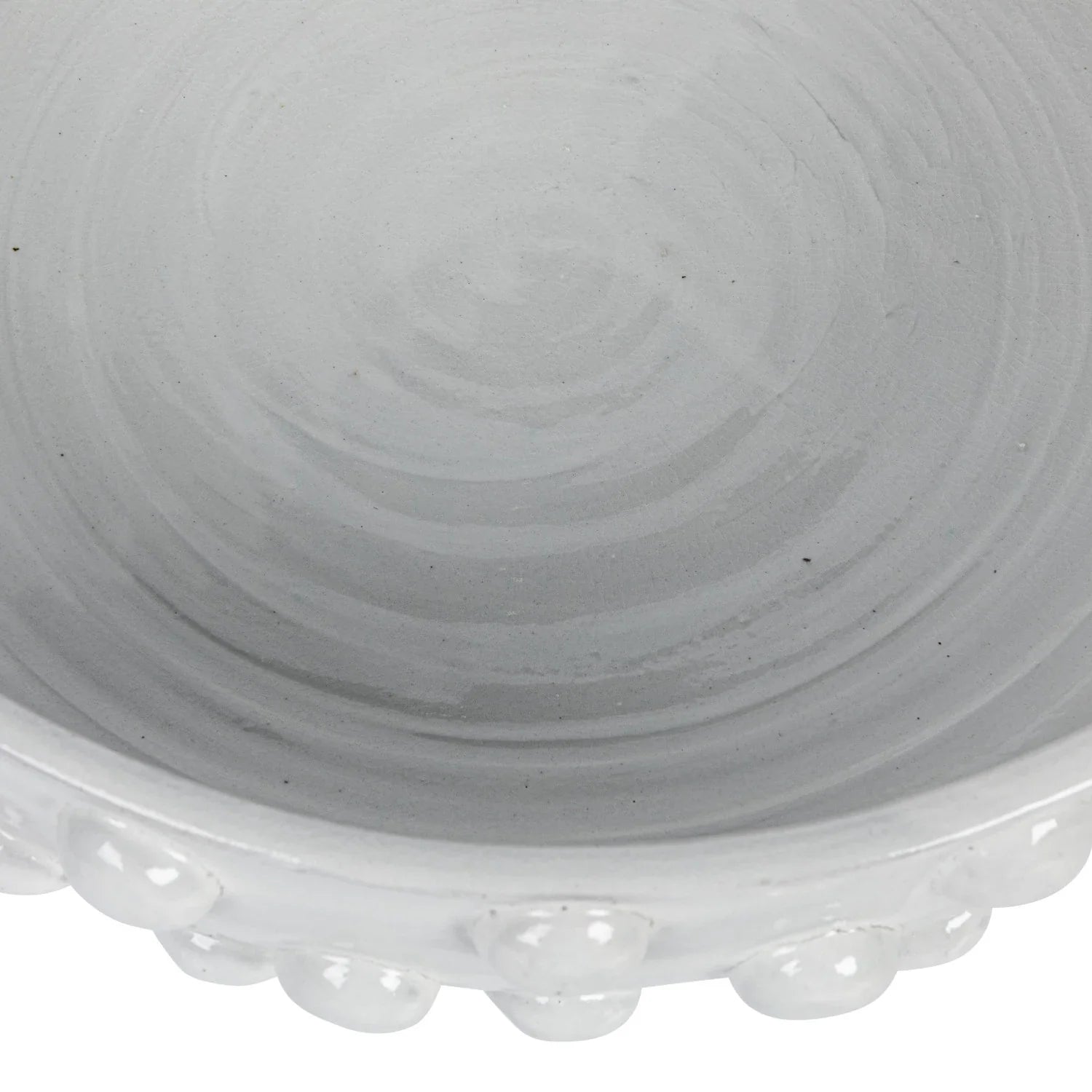 Decorative Terra-cotta Bowl W/ Raised Dots, White 16"