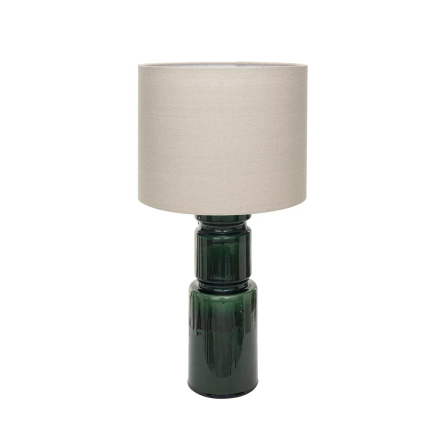 Ceramic Table Lamp W/ Linen Shade & Inline Switch