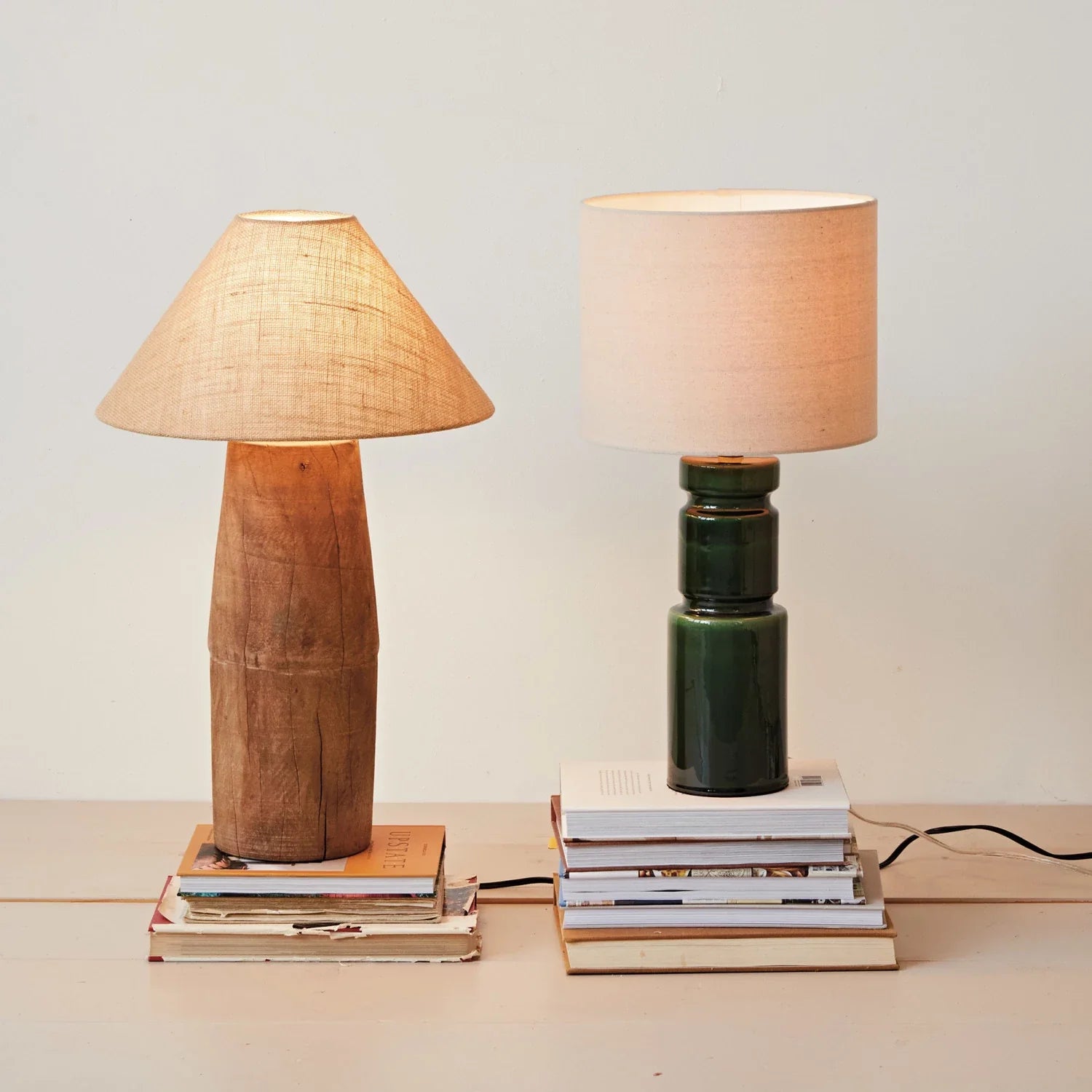 Ceramic Table Lamp W/ Linen Shade & Inline Switch