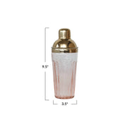 20 Oz. Glass Cocktail Shaker W/ Stainless Steel Top, Pink & Gold Finish