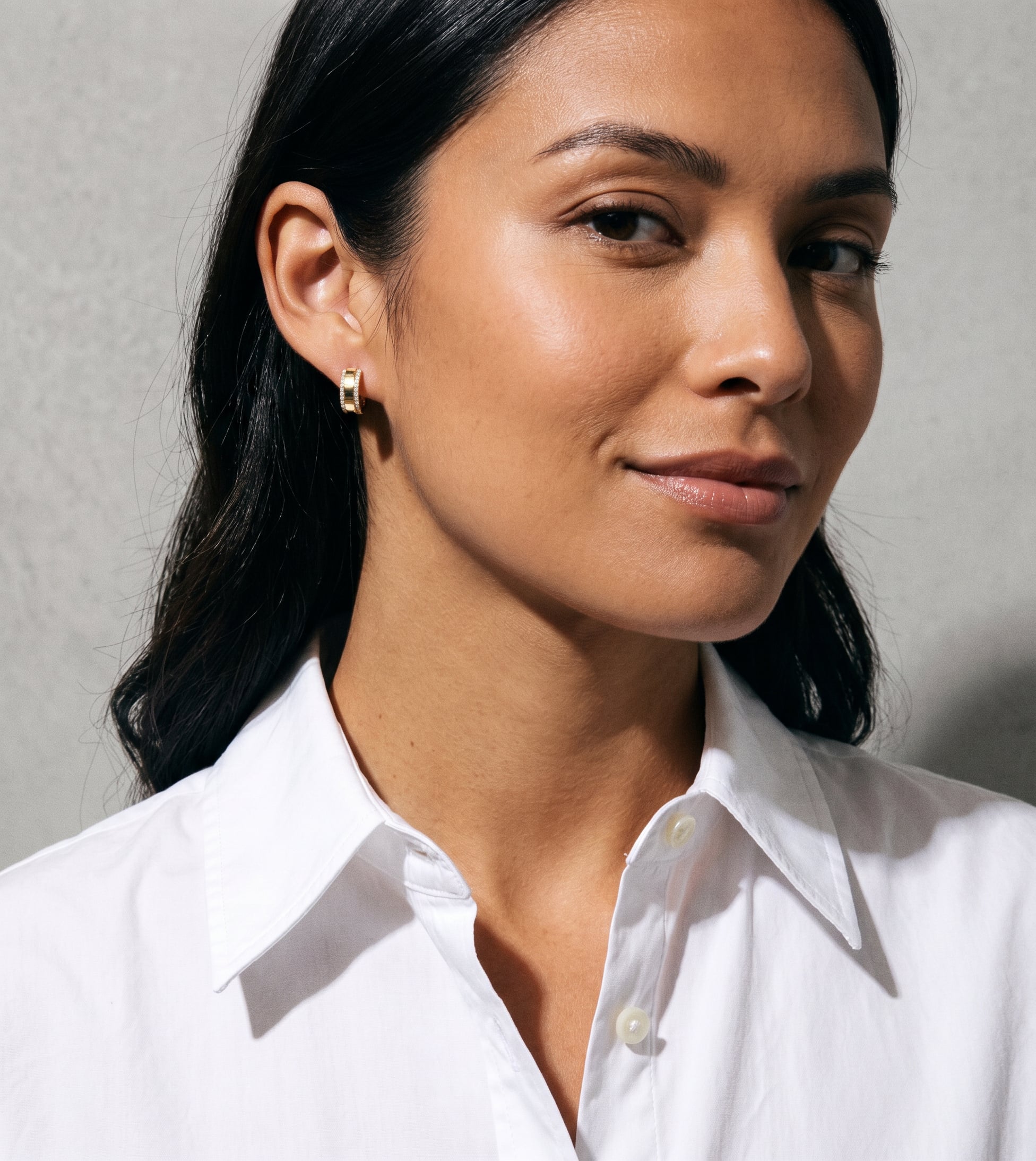 Diamond Thick Huggie Earrings