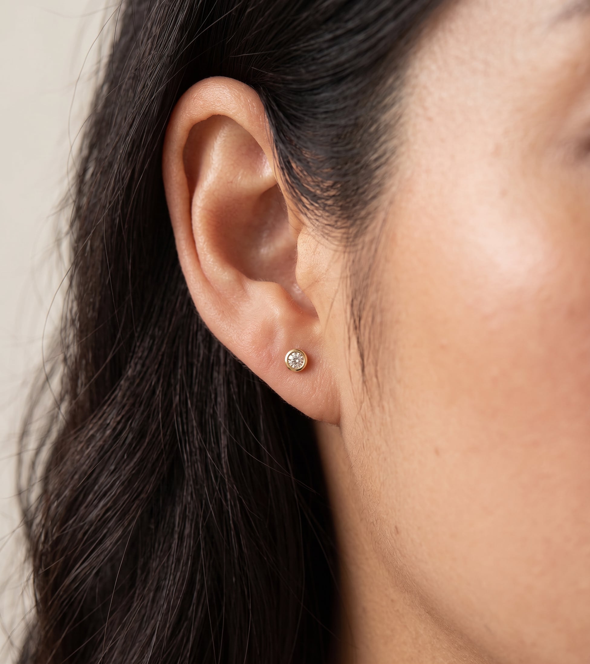 Bezel Diamond Stud Earrings