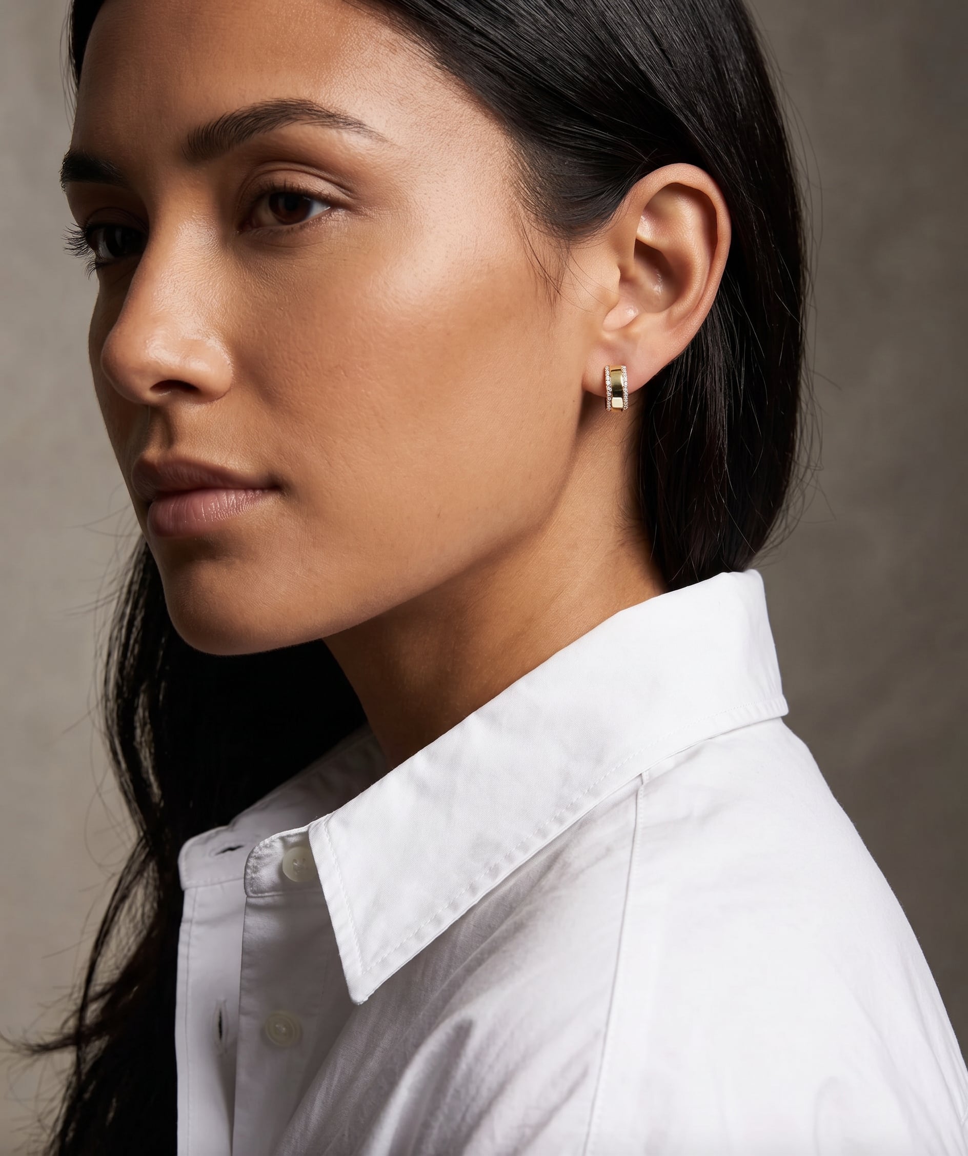 Diamond Thick Huggie Earrings