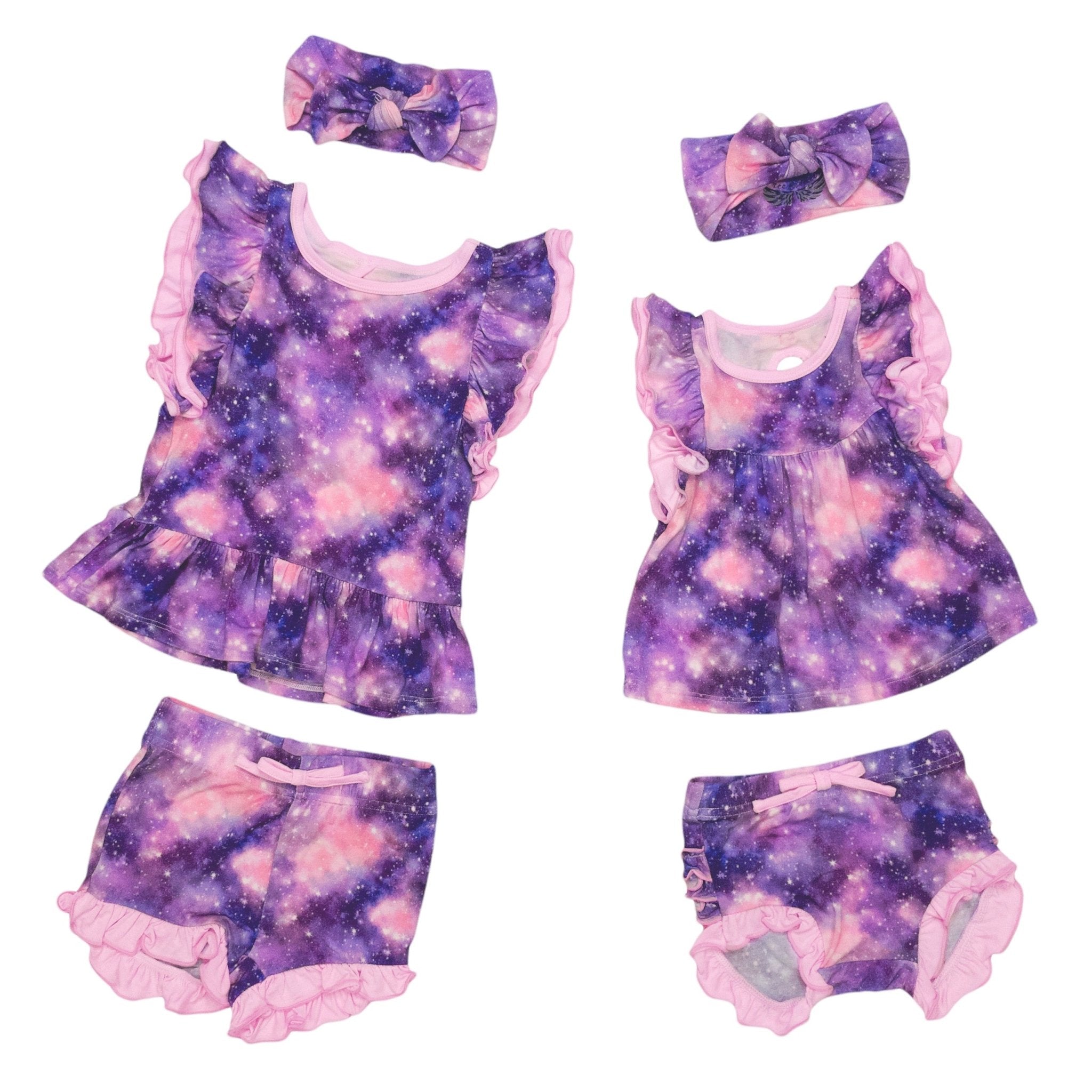 Diamonds In The Sky Ruffle Peplum Bummie Set (3-24m)