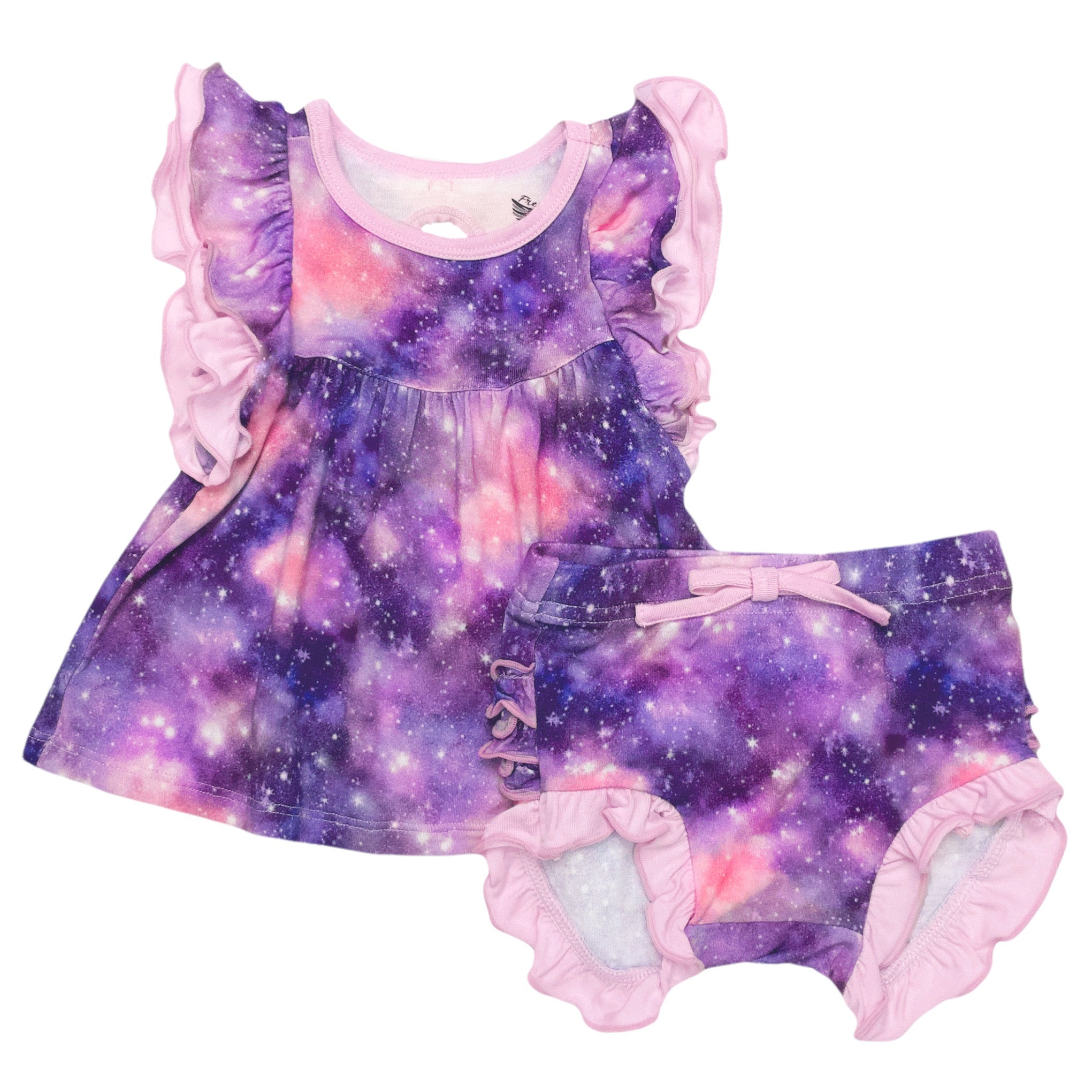 Diamonds In The Sky Ruffle Peplum Bummie Set (3-24m)