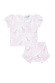 Pink Giraffe Print Diaper Cover Set