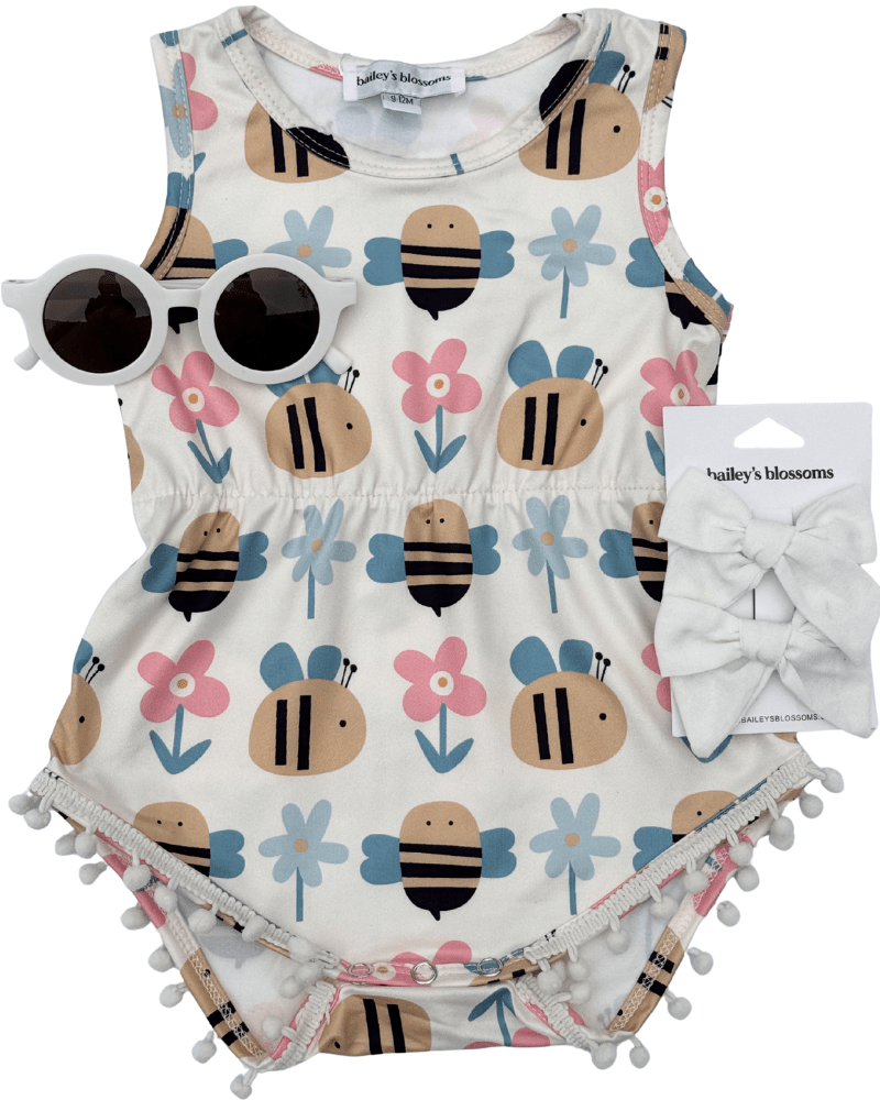 Dillon Pom Pom Romper - Bumblebee Bloom