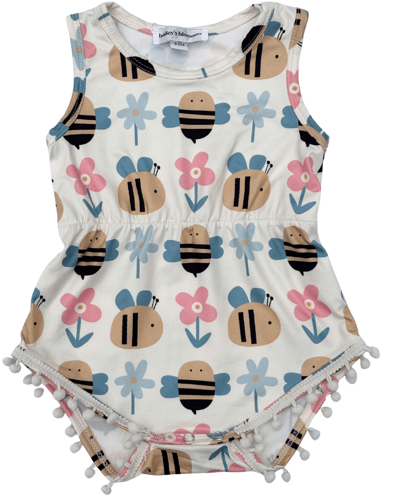 Dillon Pom Pom Romper - Bumblebee Bloom