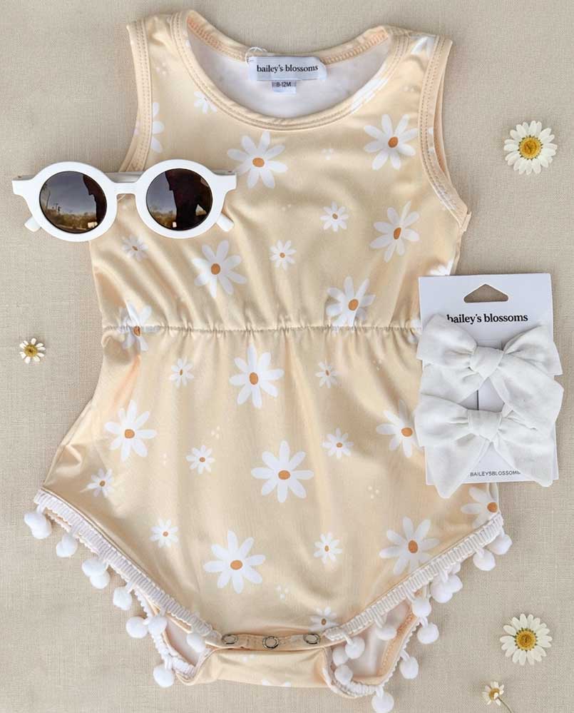 Dillon Pom Pom Romper - Buttercup Daisy