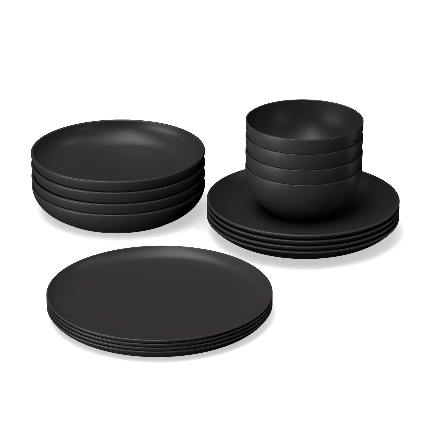 Round Medium Plate - Black - Set Of 4