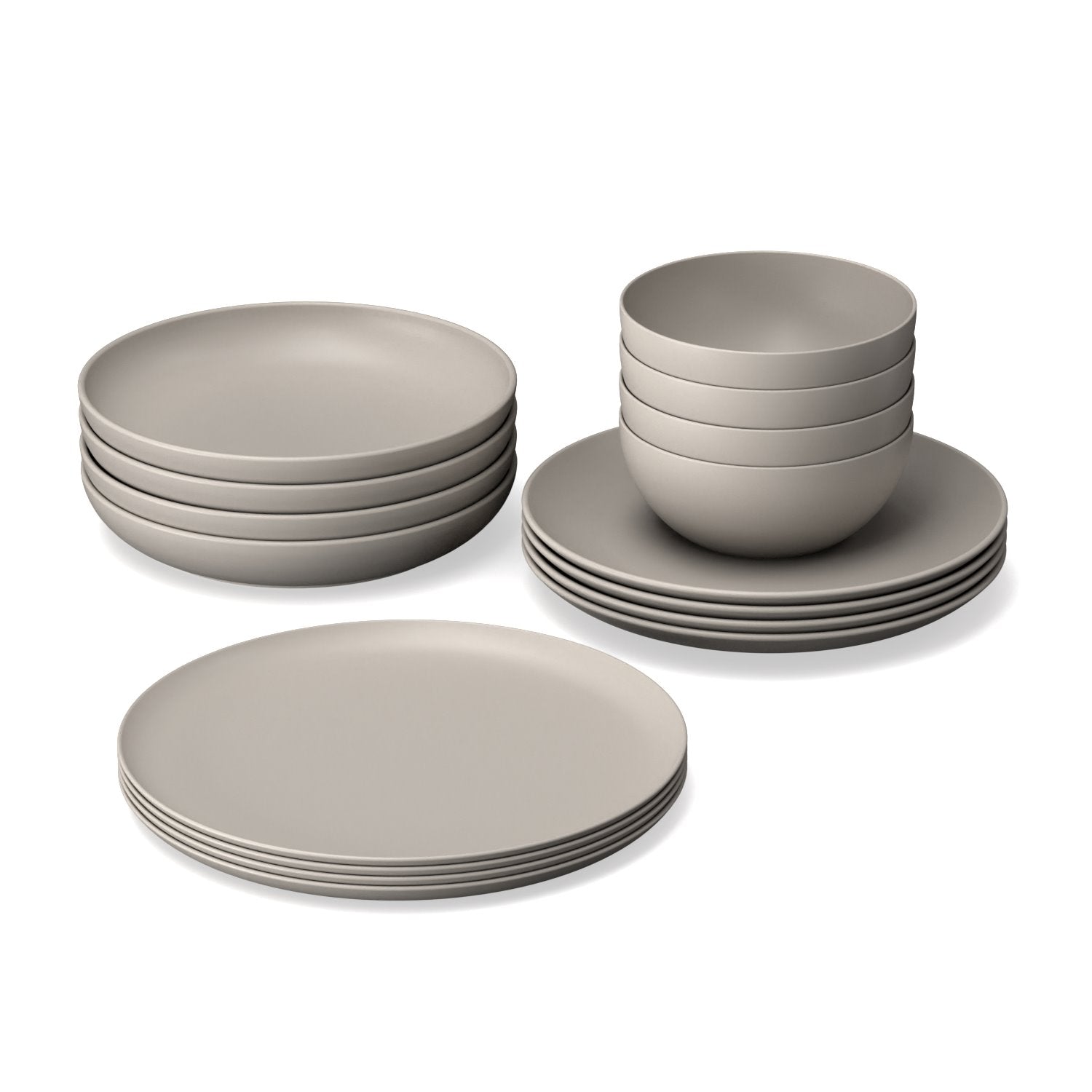 Round Deep Plate - Stone - Set Of 4