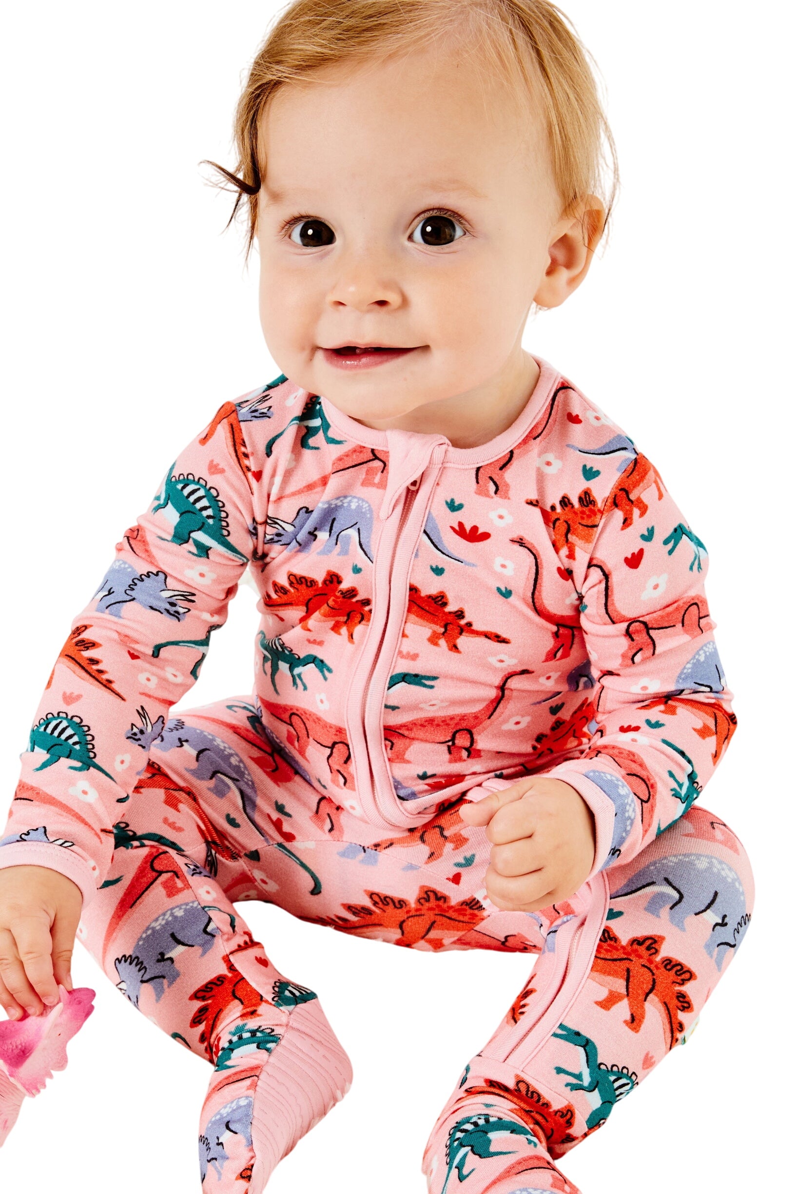 Soft & Stretchy Zipper Footie - Dinosaur Garden