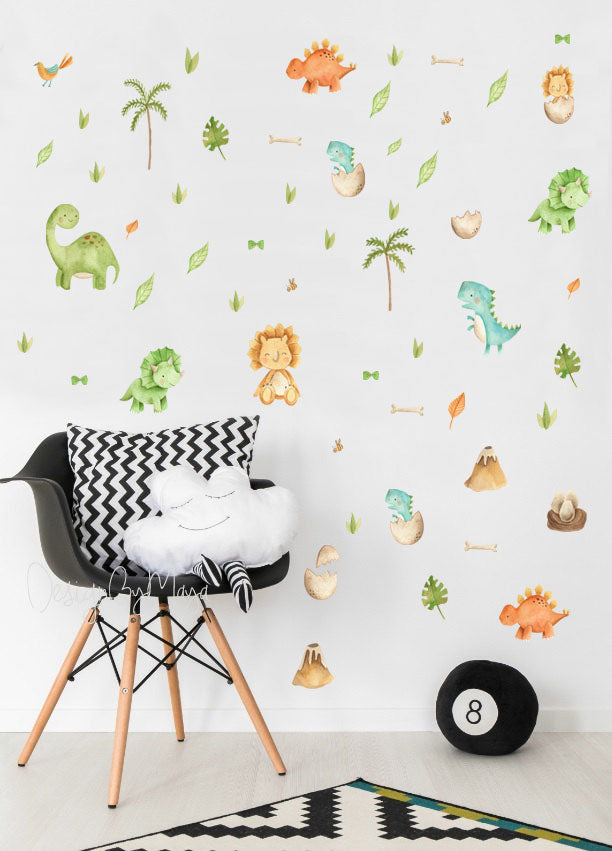 Vintage Dinosaur Decals - Fabric Nursery Wall Art Decals