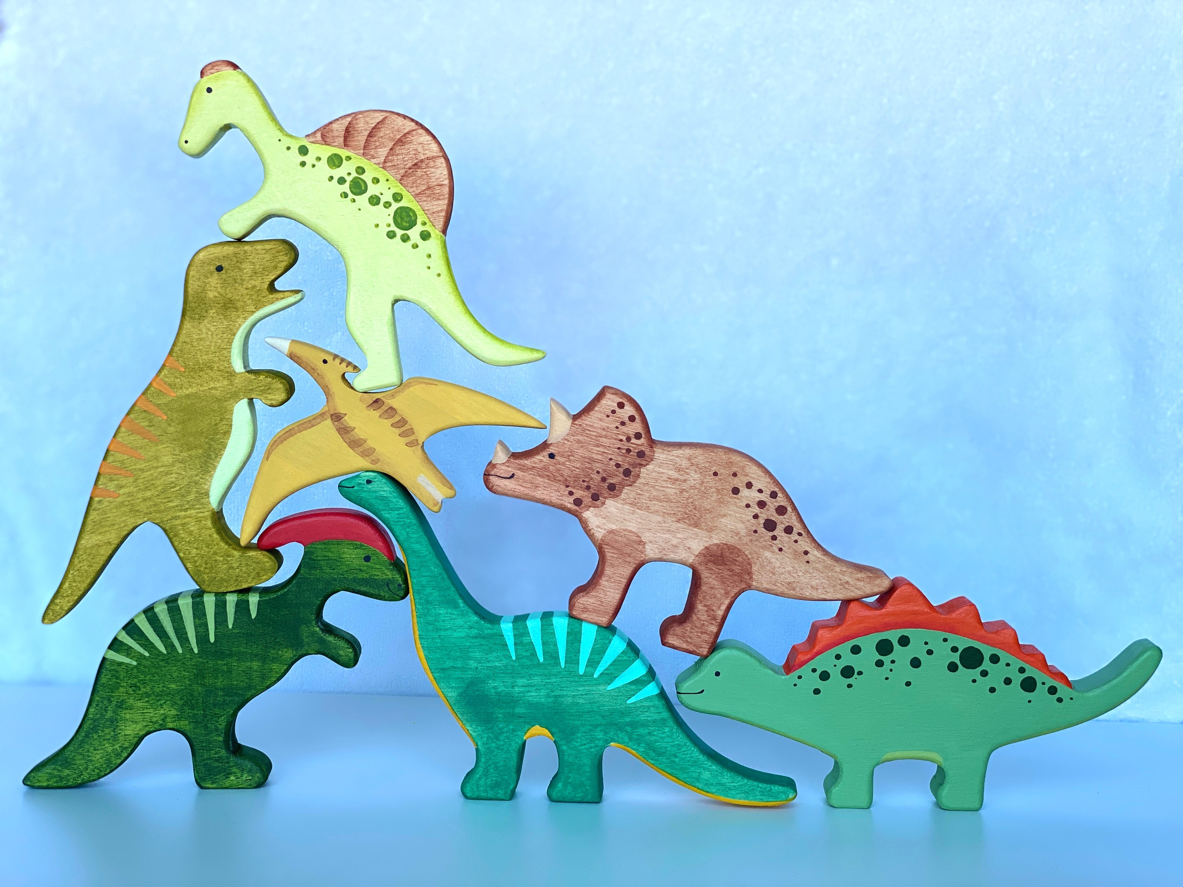 Wooden Dinosaur Set Of 7