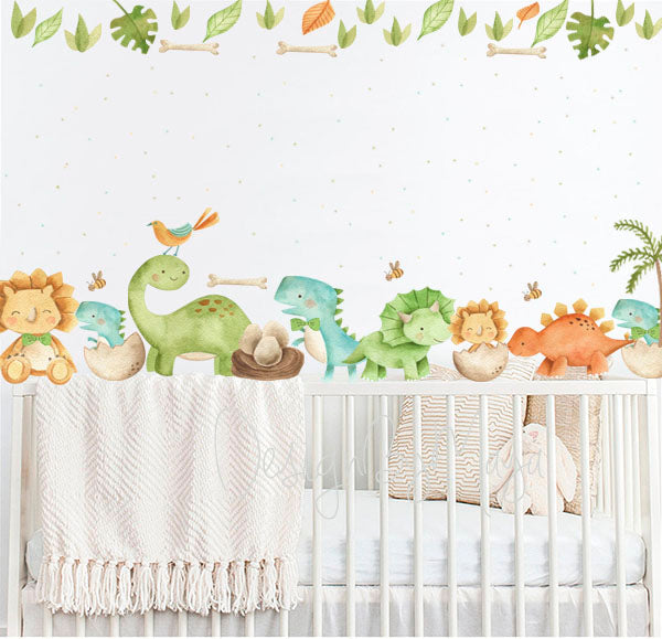 Vintage Dinosaur Decals - Fabric Nursery Wall Art Decals