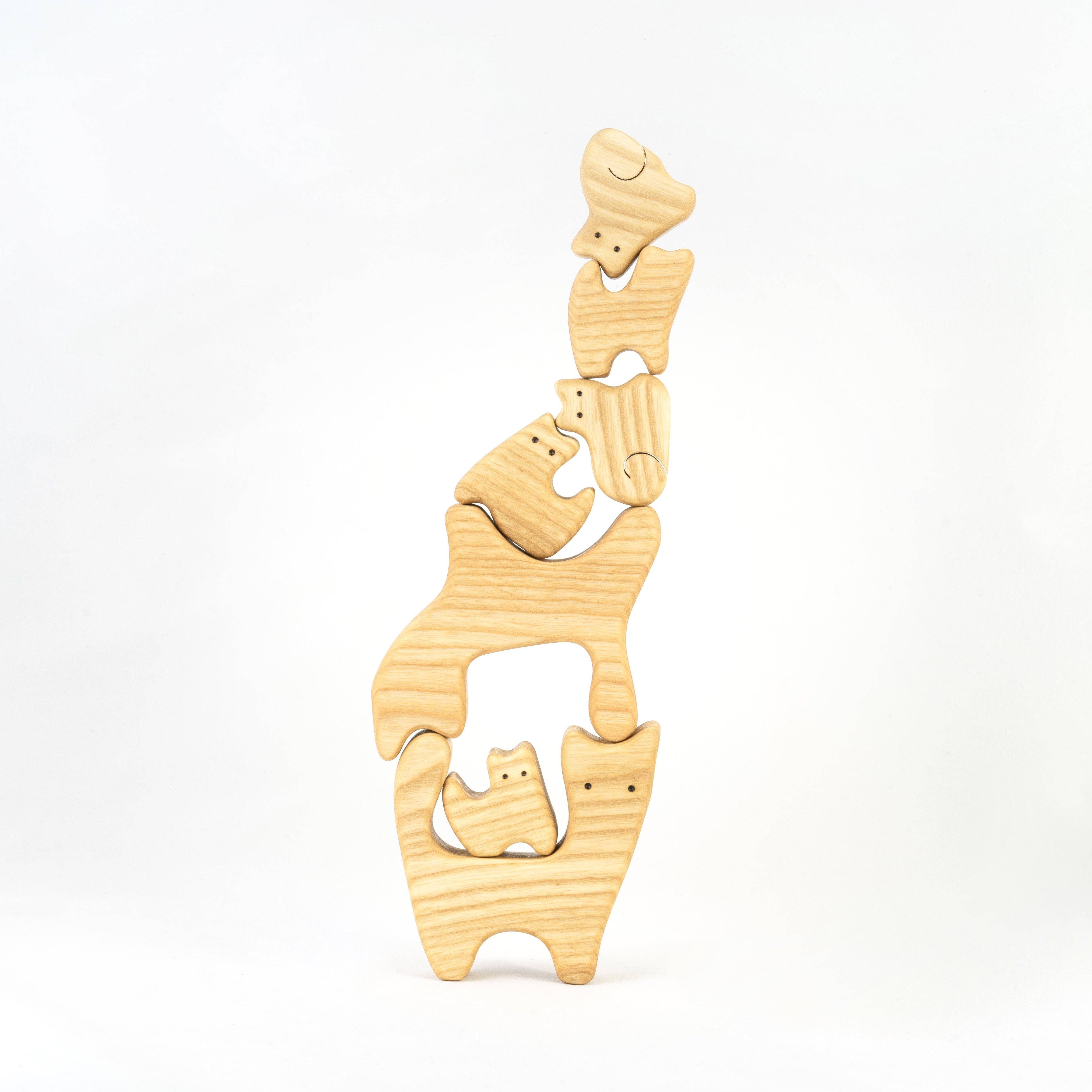 Waldorf Wooden Cats Family Of 7 Puzzle Set