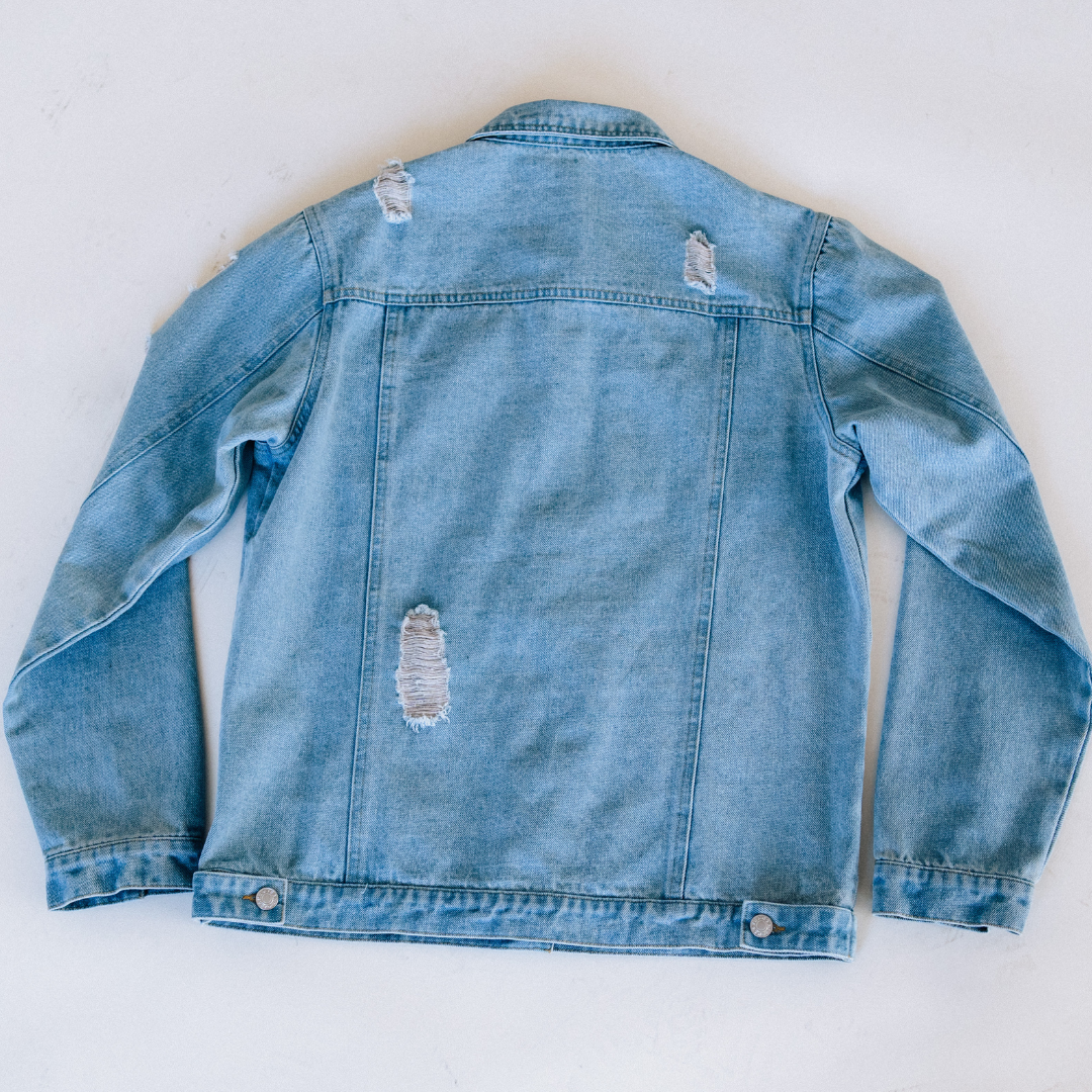 Distressed Denim Jean Jacket - Women