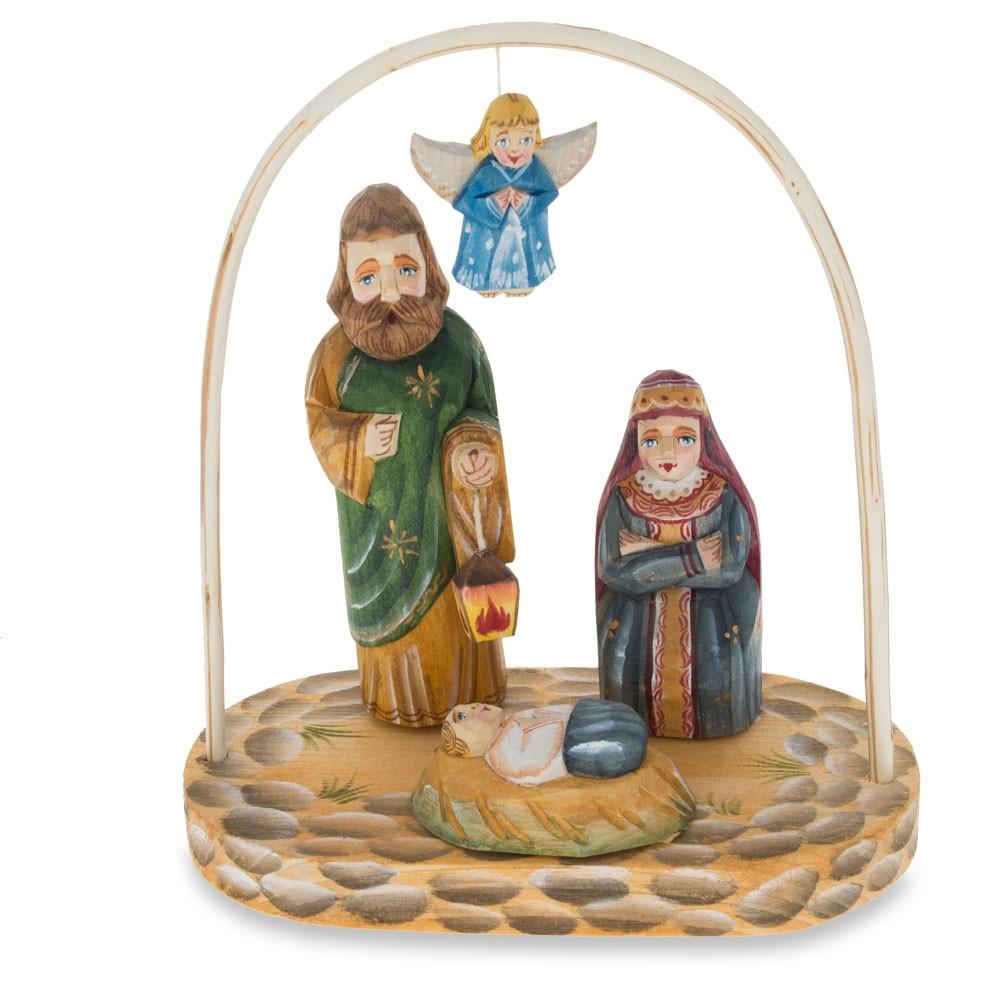 Wooden Hand Carved Nativity Scene Figurines 6.4 Inches