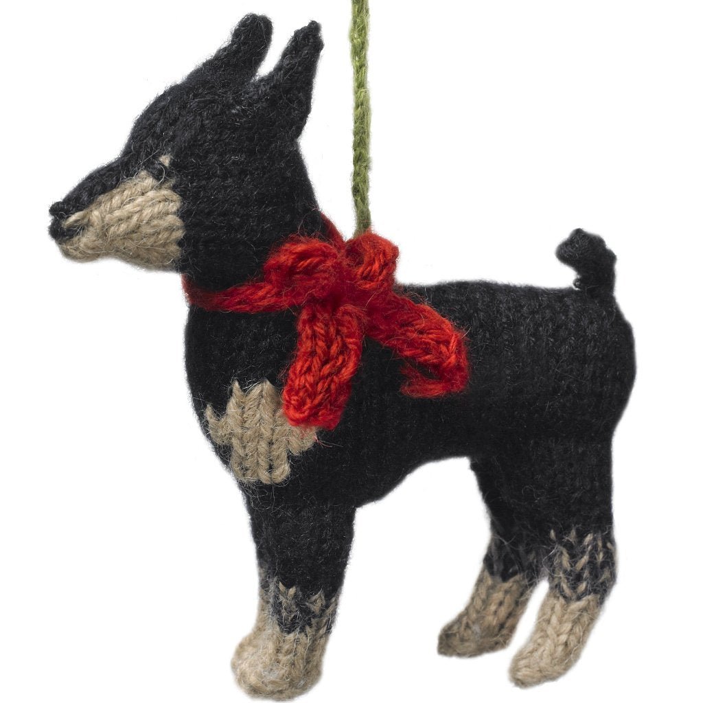 Doberman Pinscher Dog Hand Knit Christmas Ornament