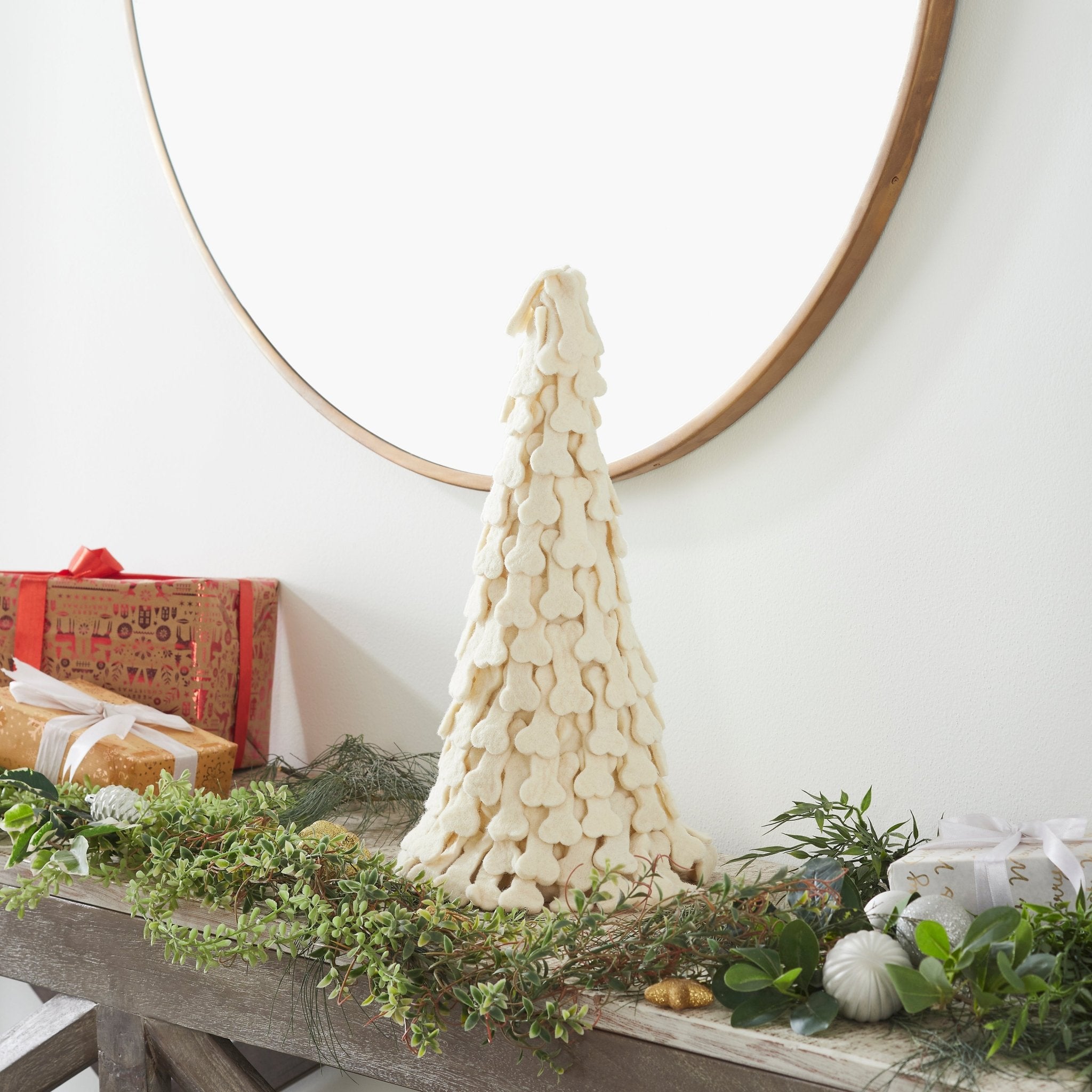 Dog Bone Trees- 3 Piece Set- Handmade Of Hand Felted Wool