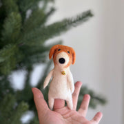 Dog With Bell Collar Finger Puppet